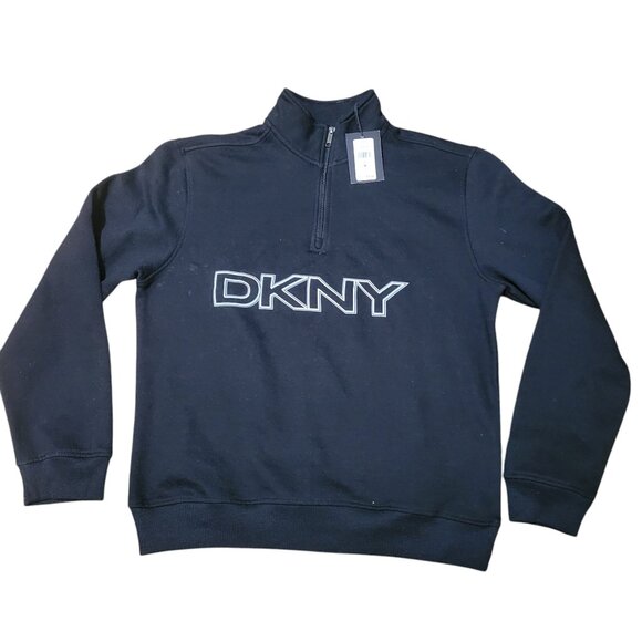 DKNY Donna Karen New York Quarter-Zip 1/4 Sweatshirt Black Medium DK31LK434 - Picture 1 of 9